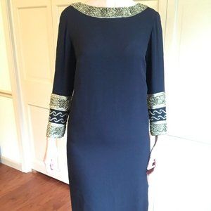 Vintage 1960s Egyptian Style Black Beaded Dress
